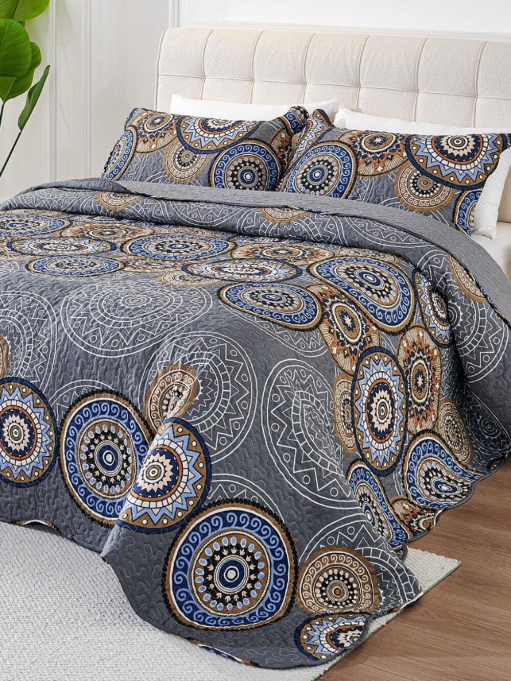 3 Pieces King Size Quilt Set Lightweight Summer Bedspread 98''x106'' Soft